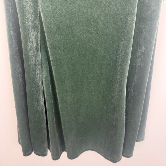 Rewind Womens Babydoll Empire Waist Velvet Mini Olive Green Velvet Dress XS - Picture 5 of 12
